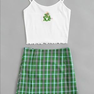 SHEIN Dragón Embroidery Skirt set